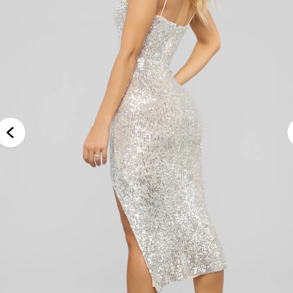 Silver Sequin Evening Dress - Picture 2 of 3